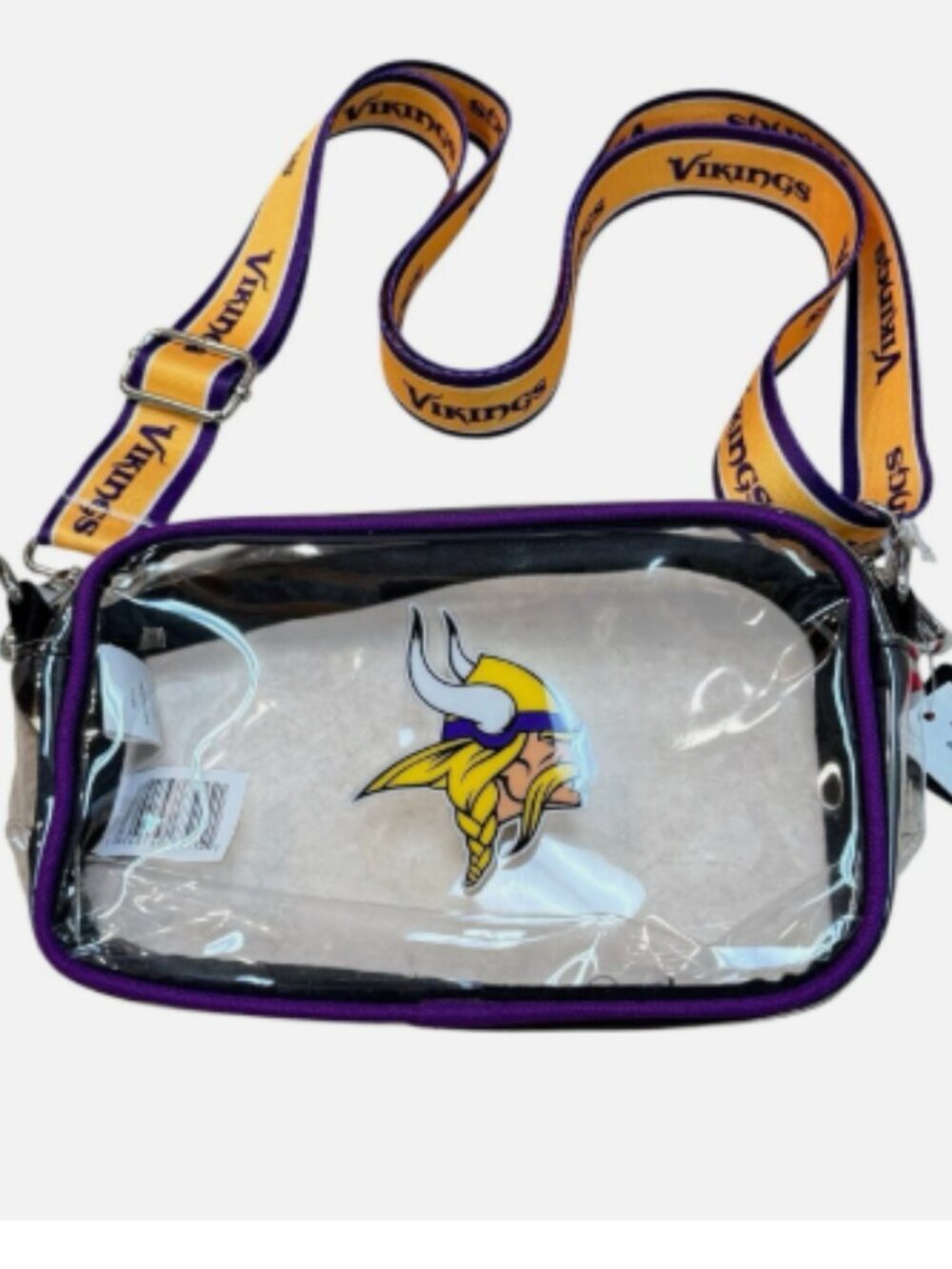 Minnesota Vikings NFL Team Stripe Clear Crossbody Bag Purse FOCO